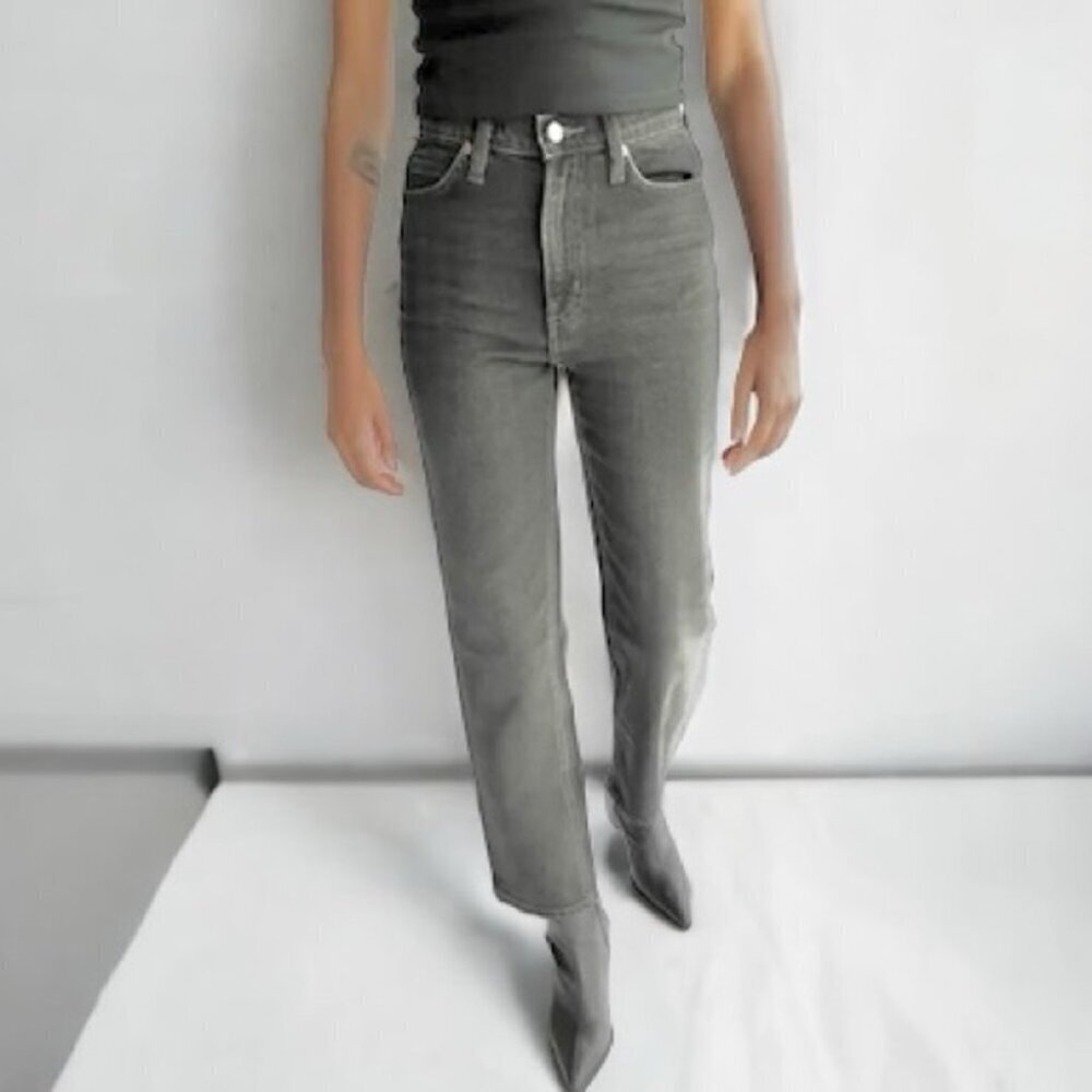 * OAK + FORT 100% Cotton Grey Wash Straight Leg Jeans Size S
